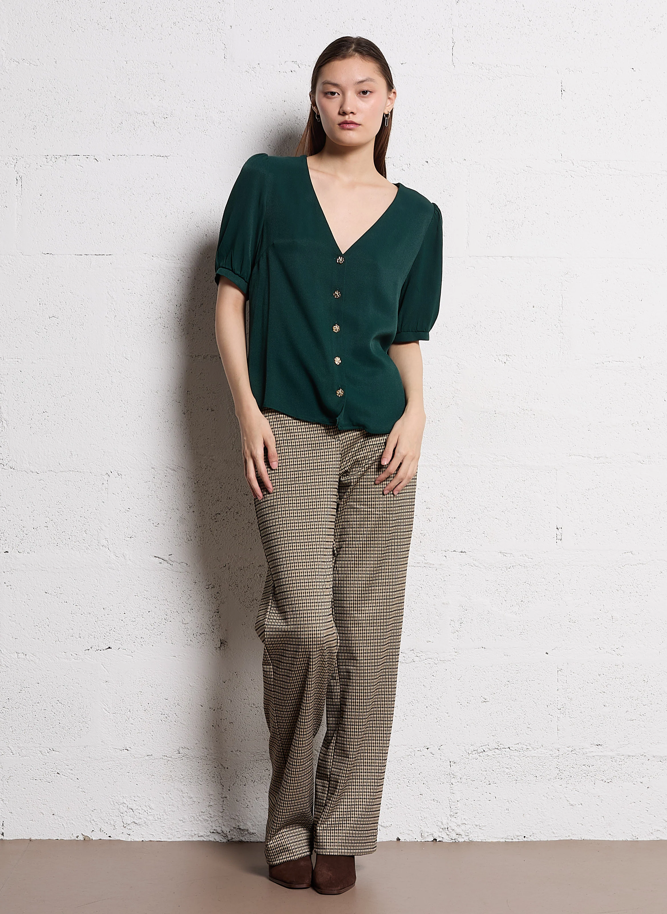 Pantalon droit stretch | Beige