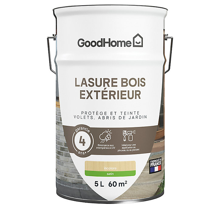 Lasure extérieure incolore satin 4 ans GoodHome 5L