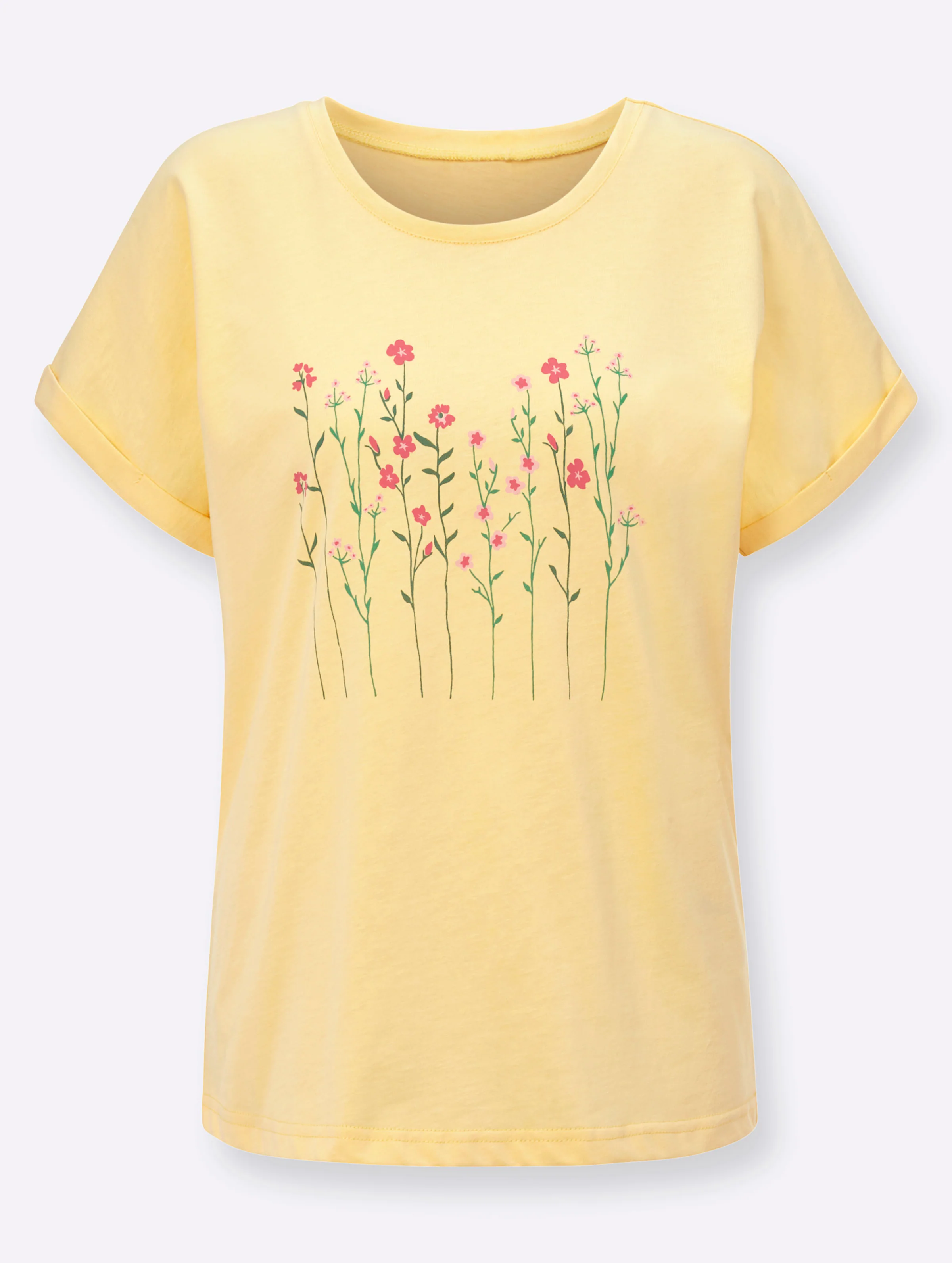 Rundhalsshirt in zitrone-bedruckt