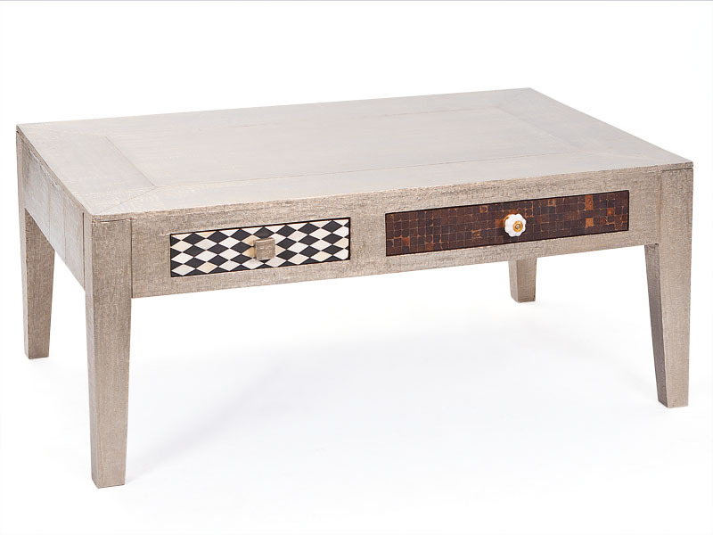 Couchtisch NOIDA - silber-braun - 110 cm