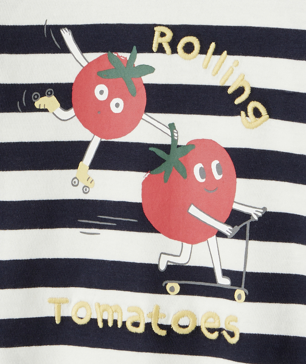 T-SHIRT BÉBÉ GARÇON EN COTON BIO À RAYURES AVEC TOMATES