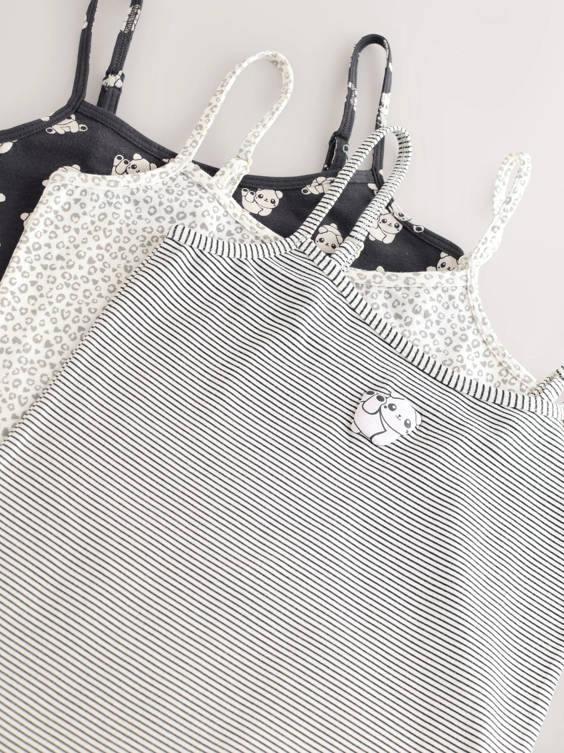 panda stripe - Verpakking van 3 cami topjes met bandjes en print (1,5 - 16 jr)