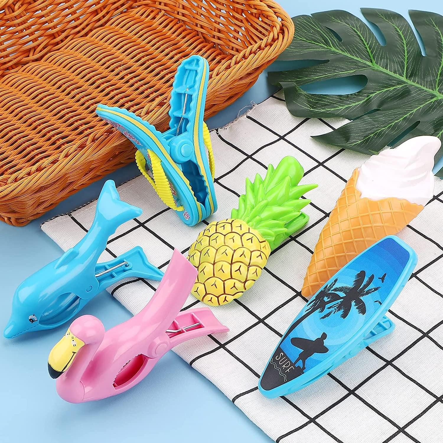 (6er Set) 14x6cm Extra Grosse Strandtuch Clip Halterungen Klammern - Sommer