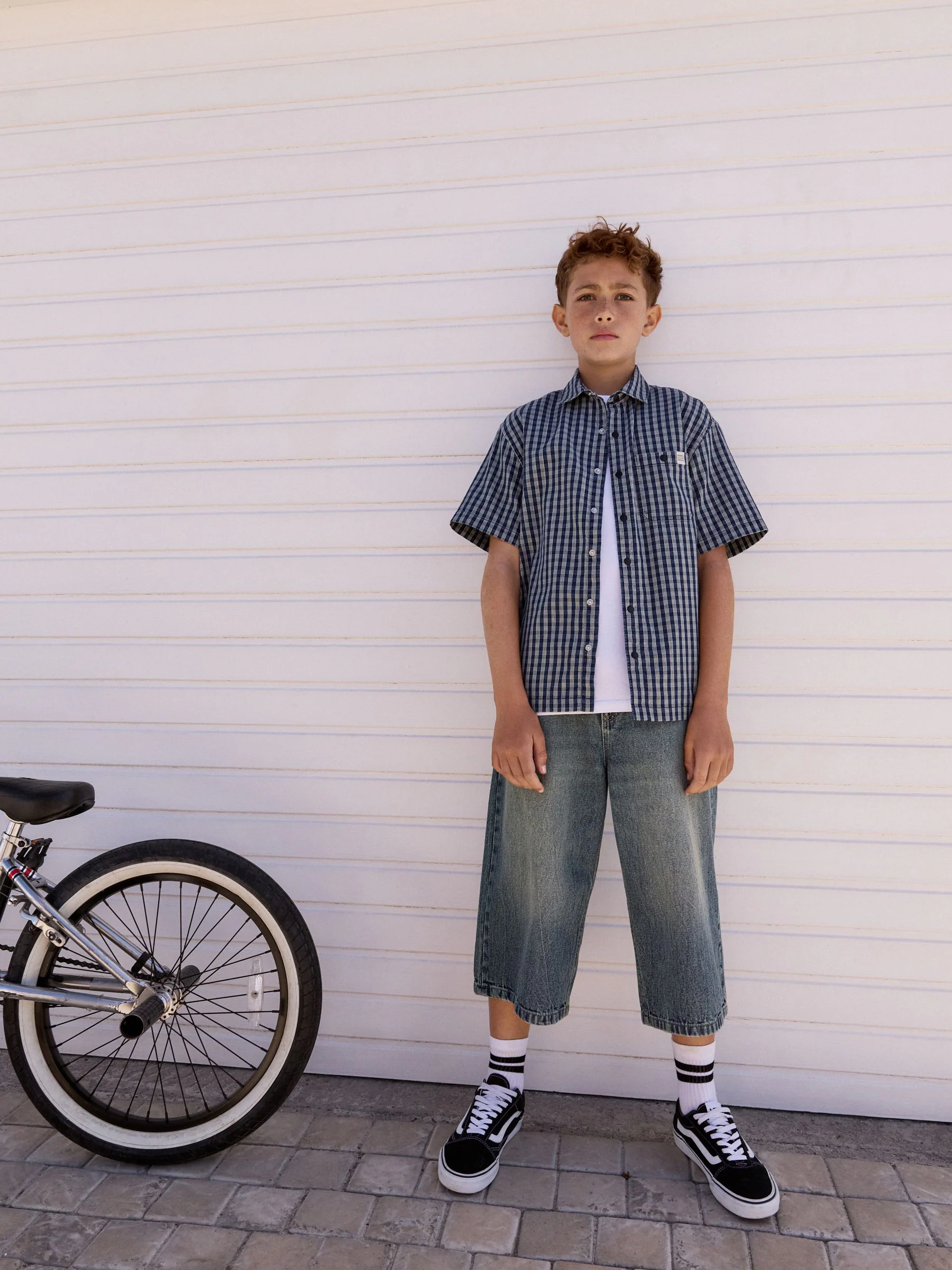 Blauwe tint - Extra lange Jort 100% katoenen denim shorts (3-16jaar)