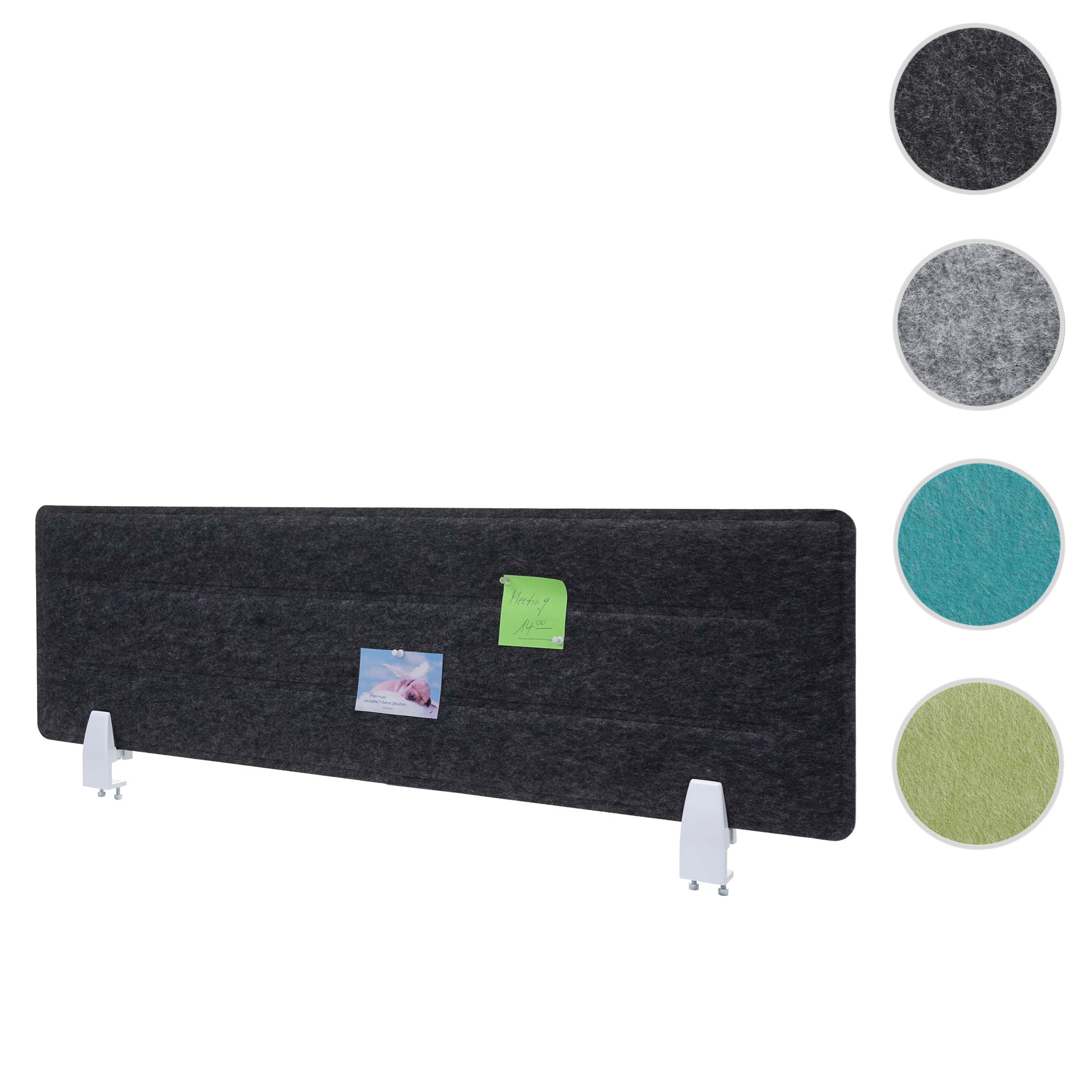 Tischtrennwand MCW-G76, Büro-Sichtschutz Schreibtisch Pinnwand, Klemmen Stoff/Textil mit Prägung ~ 100x30cm schwarz
