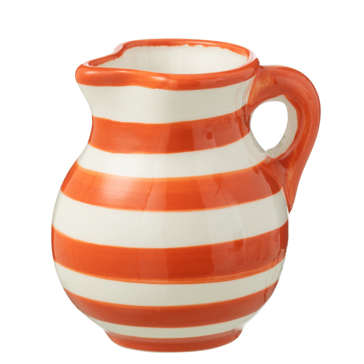 J-Line kruik Granada Stripes - keramiek - wit|oranje - small