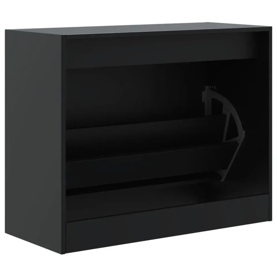 vidaXL - Schoenenkast 3 paar met 1 klep - Zwart - Bewerkt hout - 80x34x63 cm