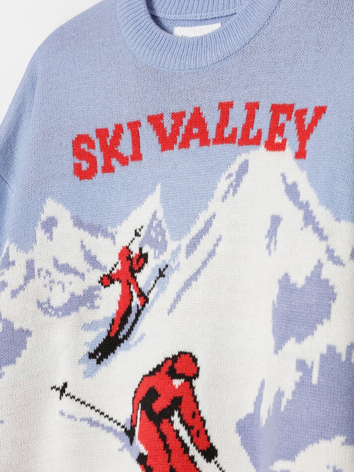 Suéter de malha jacquard - Azul