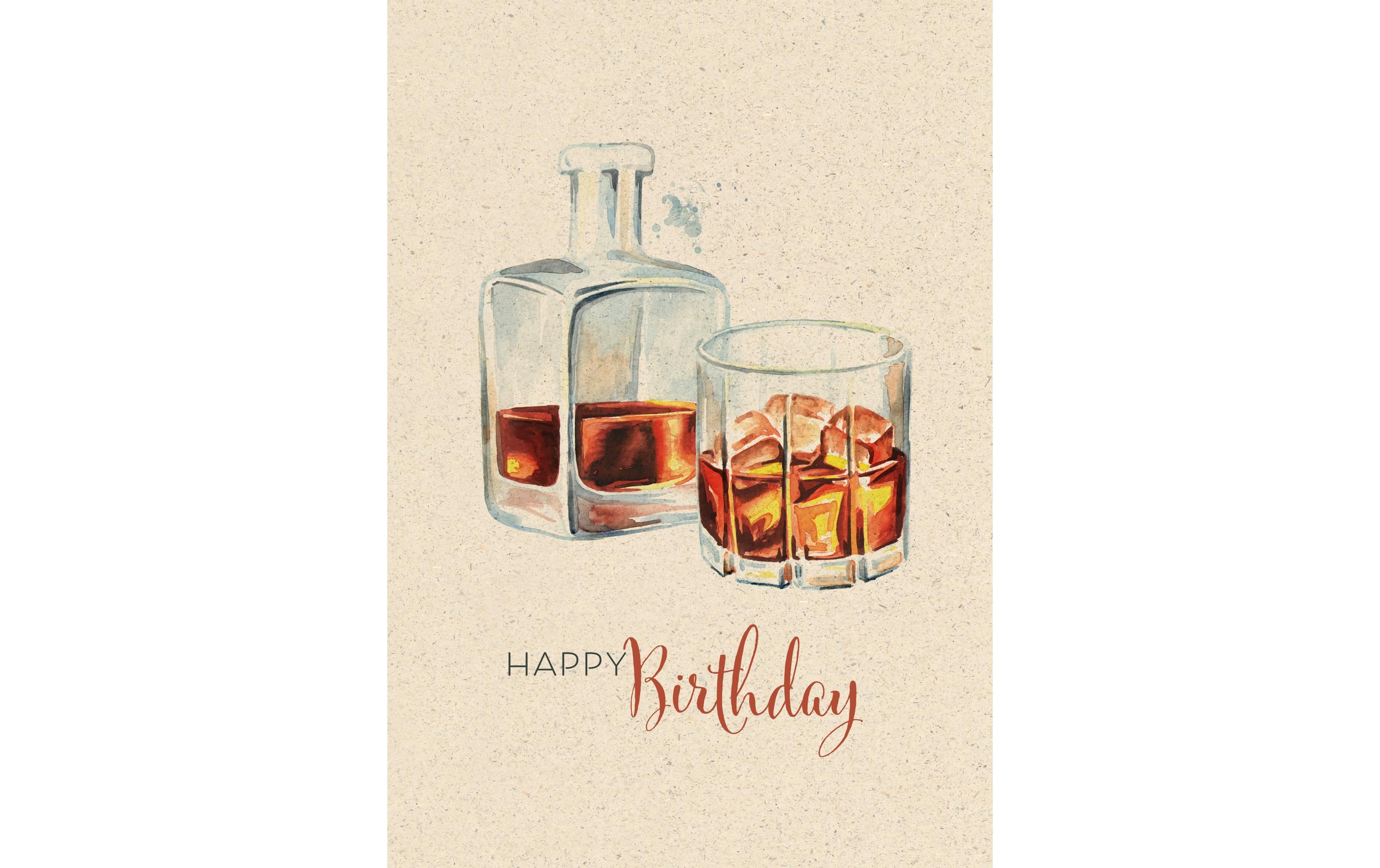 Geburtstagskarte Whiskey 17.5 x 12.2 cmGraspapierkarte