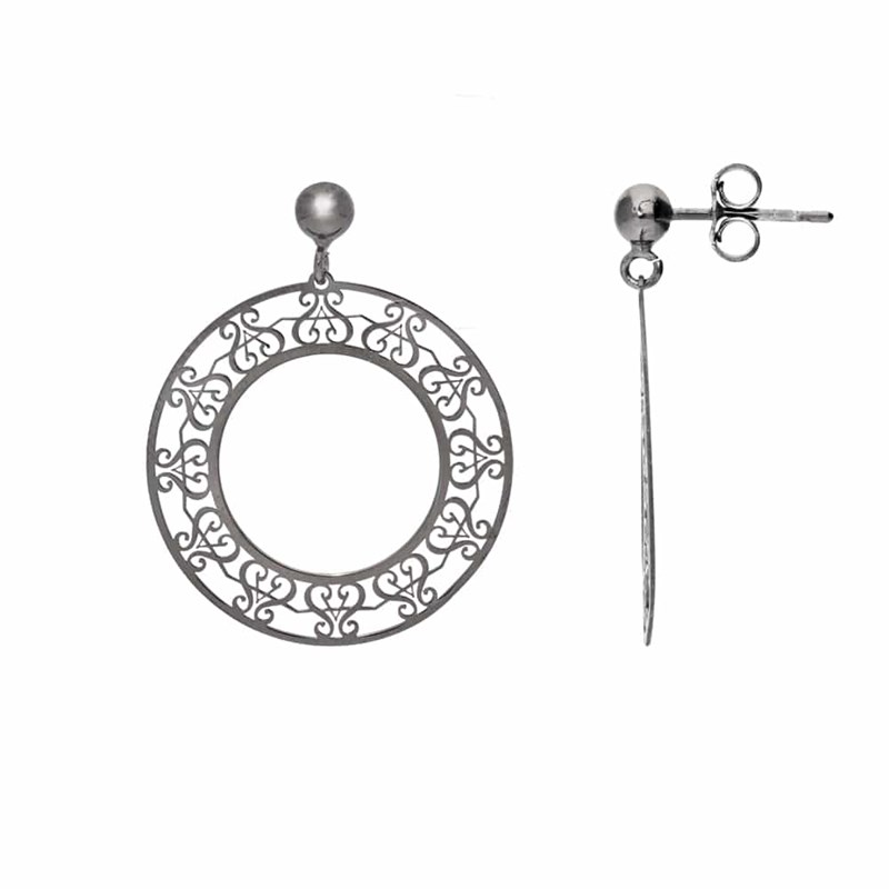 Boucles D'oreilles Rondes Orus Noir