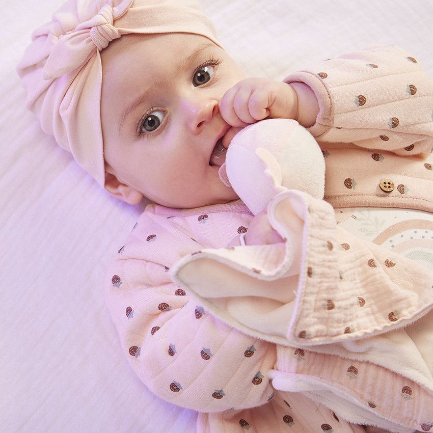 Ensemble 4 pièces avec turban pour bébé fille - Ecru