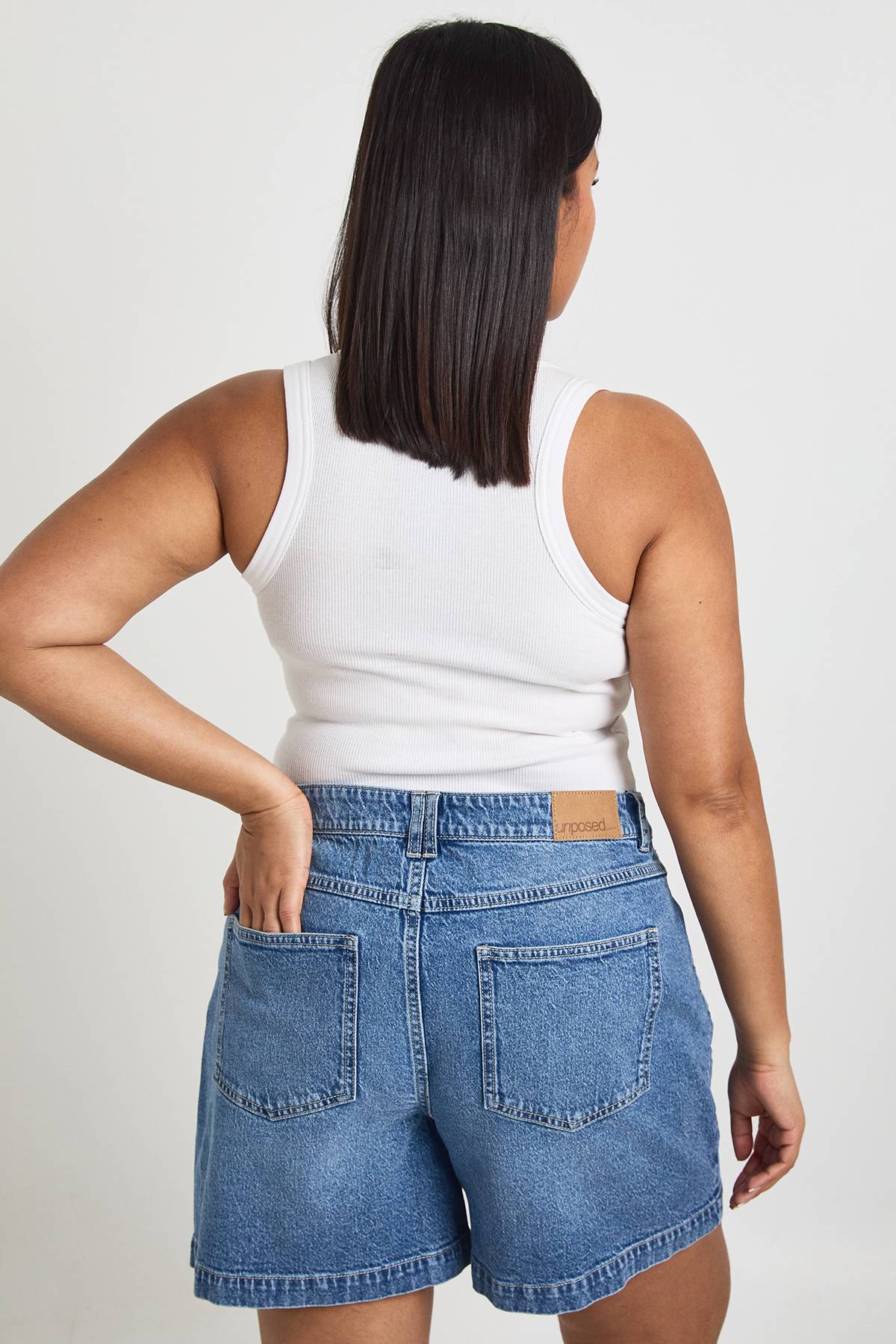 boohoo Short en denim boyfriend Plus