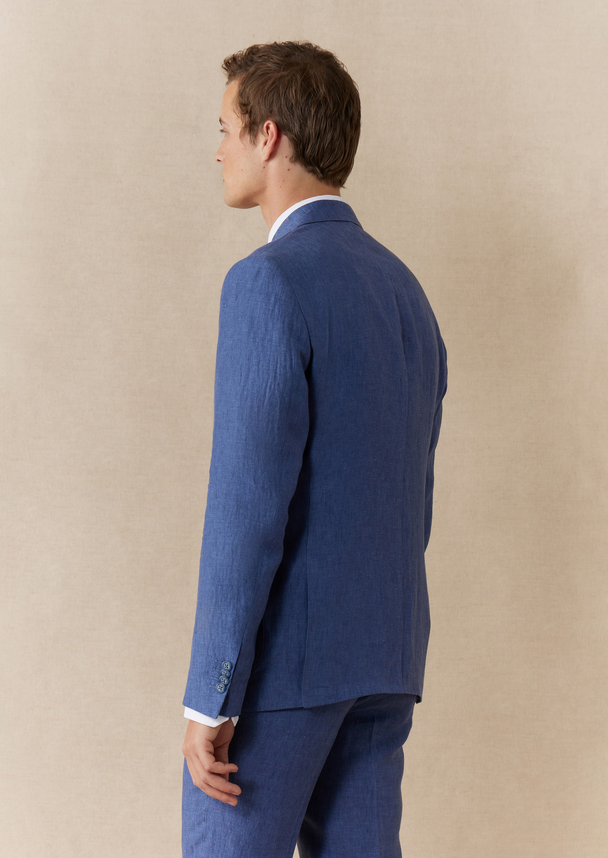 Veste coordonnable Regular en lin uni bleu azur