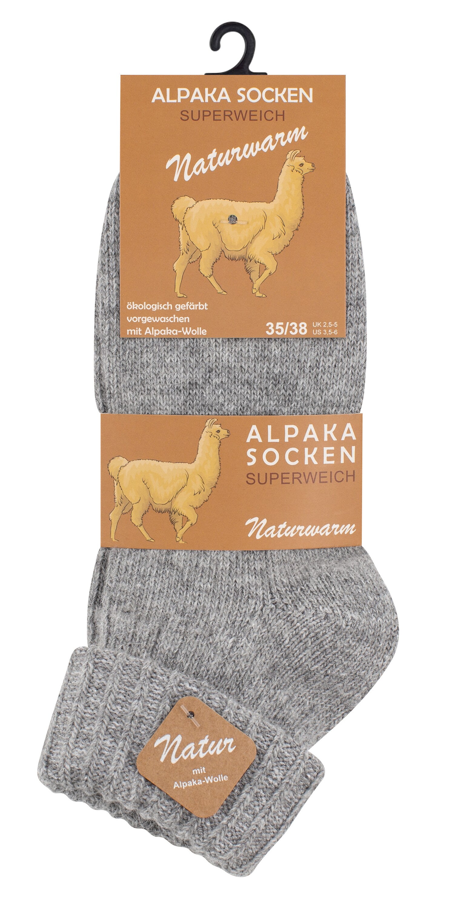 Cotton Prime® 2 Paar Wollsocken Alpaka Socken mit Umschlag