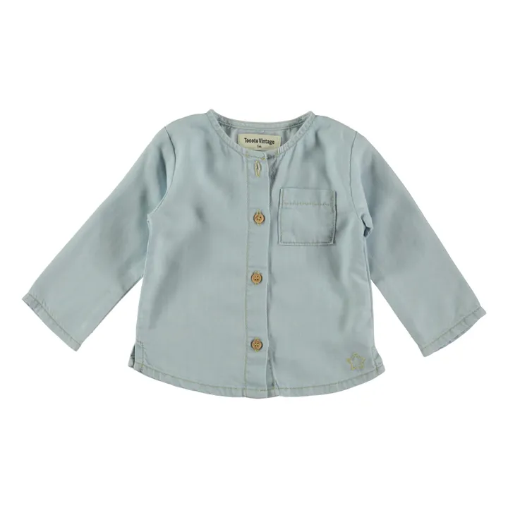 Tocoto Vintage Chemise Baby Col Mao Lyocell | Bleu ciel