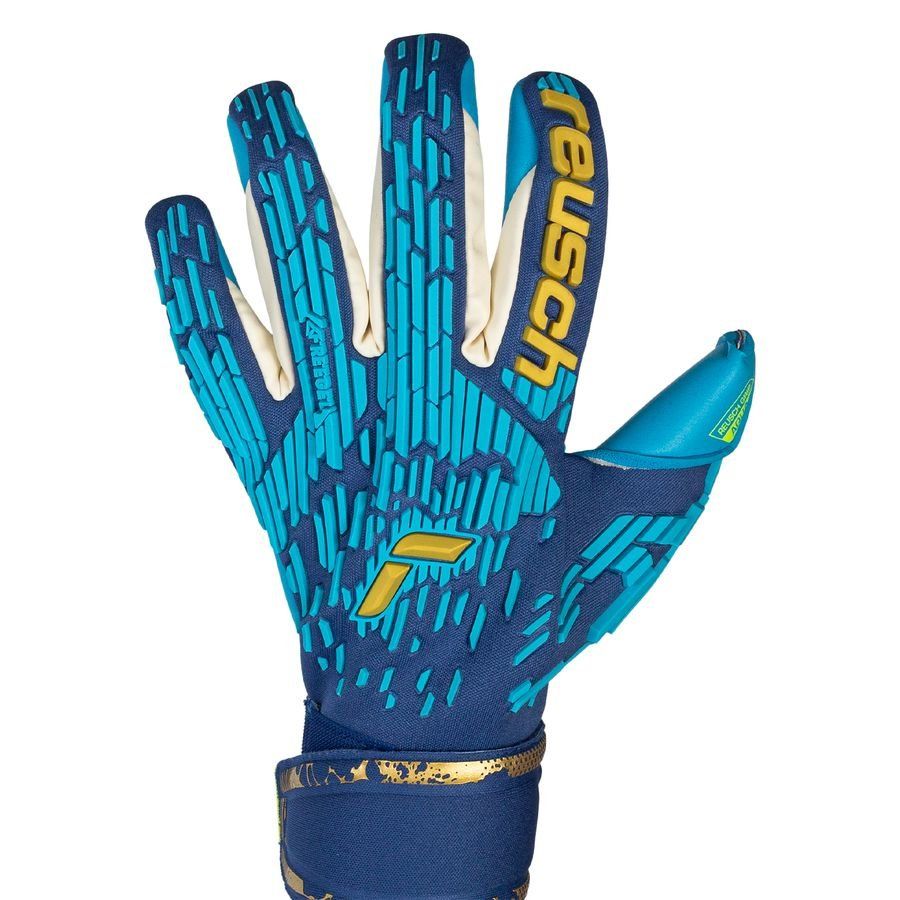 Reusch Gants de Gardien Attrakt FreeGel Aqua Windproof - Bleu/Doré/Bleu