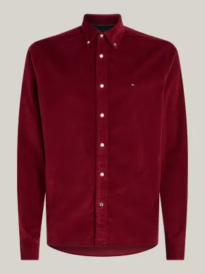 Camisa de veludo cotelê com estampa da bandeira americana, corte regular.