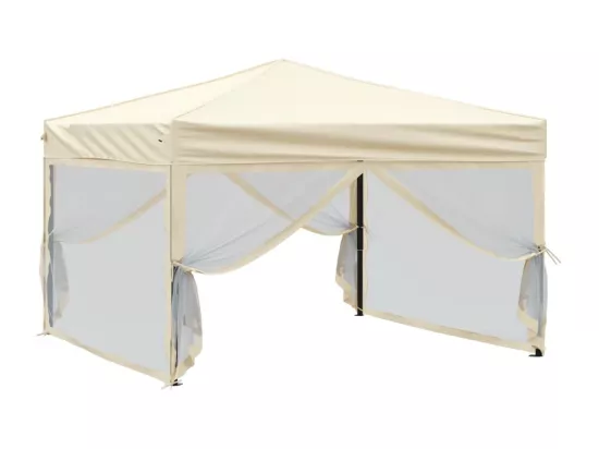 Tente de réception pliable avec parois Crème 3x3 m