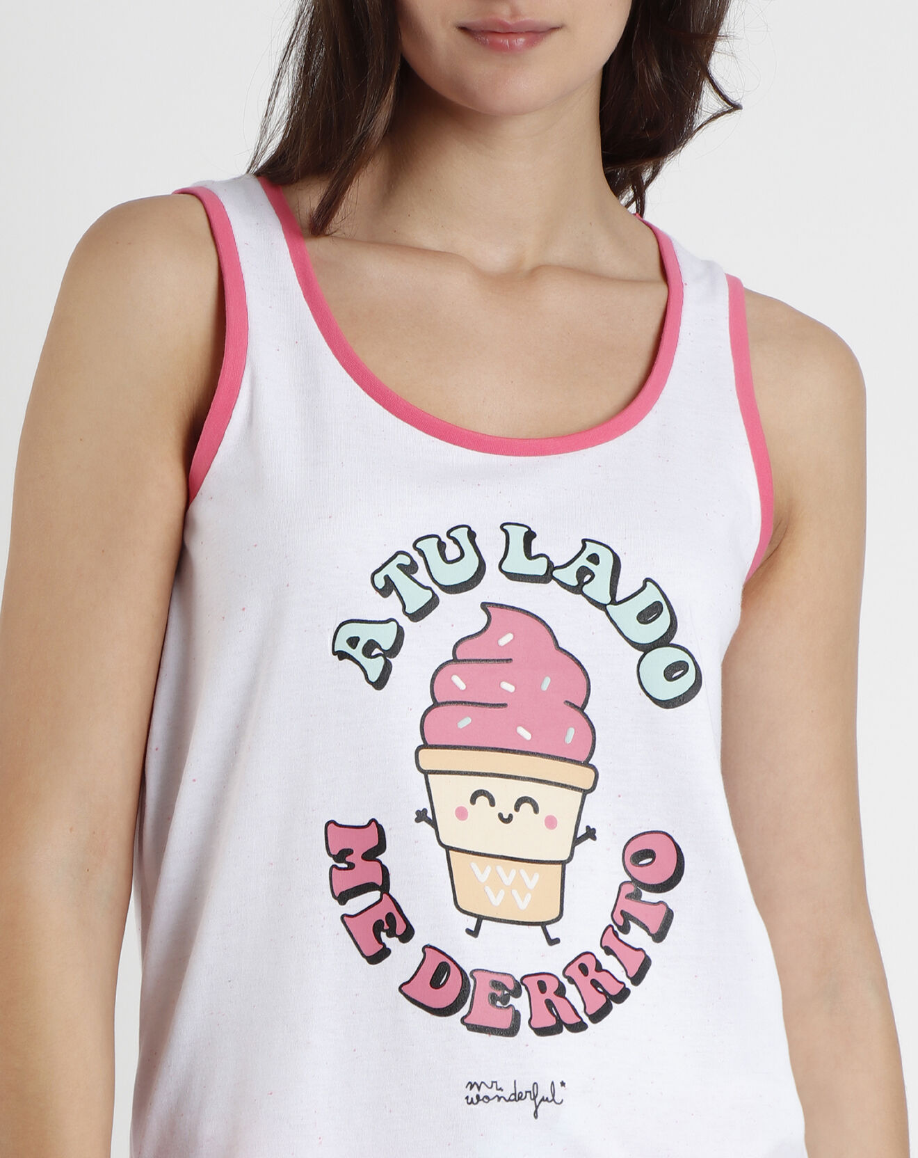 Mr Wonderful Pyjama Débardeur & Short Gwendoline blanc/rose