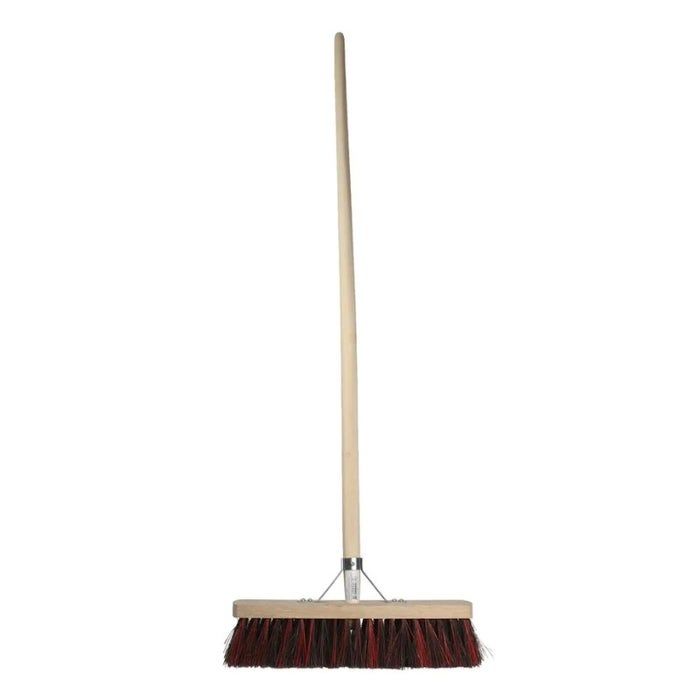 Harde straatbezem 40 cm rood met bezemsteel 170 cm - gebogen (8712448440318)