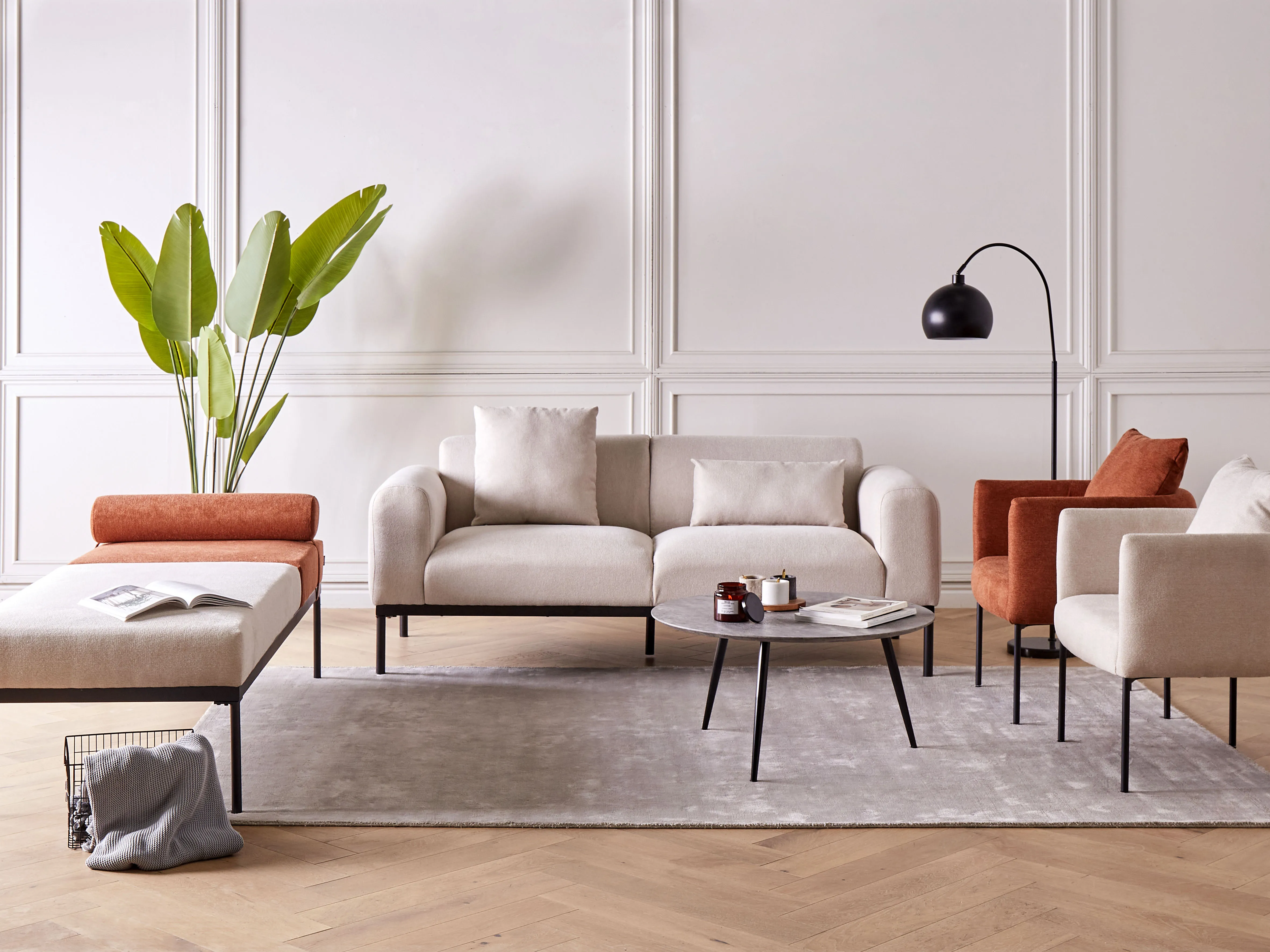 Fauteuil MALMOS Stof Lichtbeige