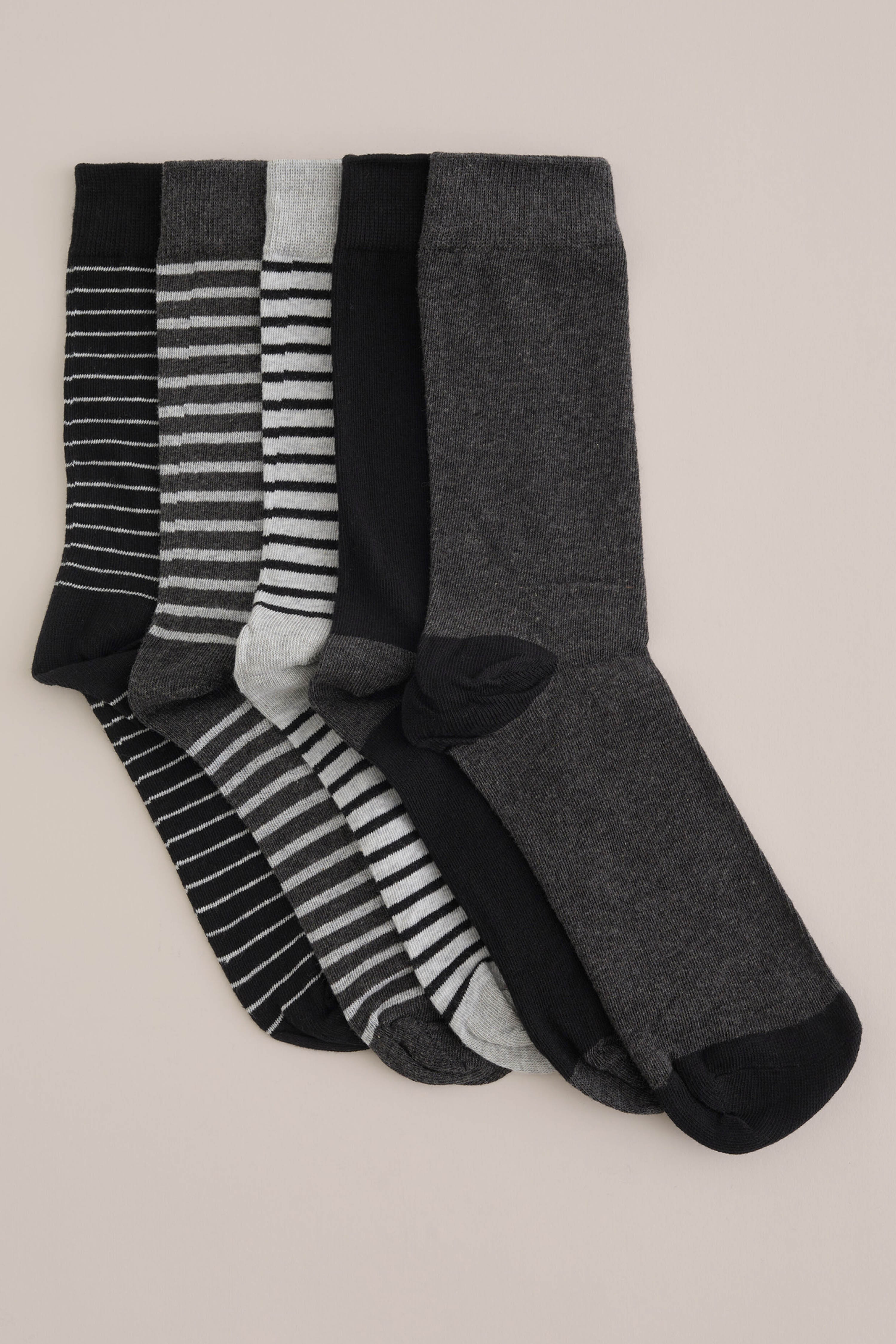 fijngebreide gestreepte sokken, 5-pack WE Fashion Grijs