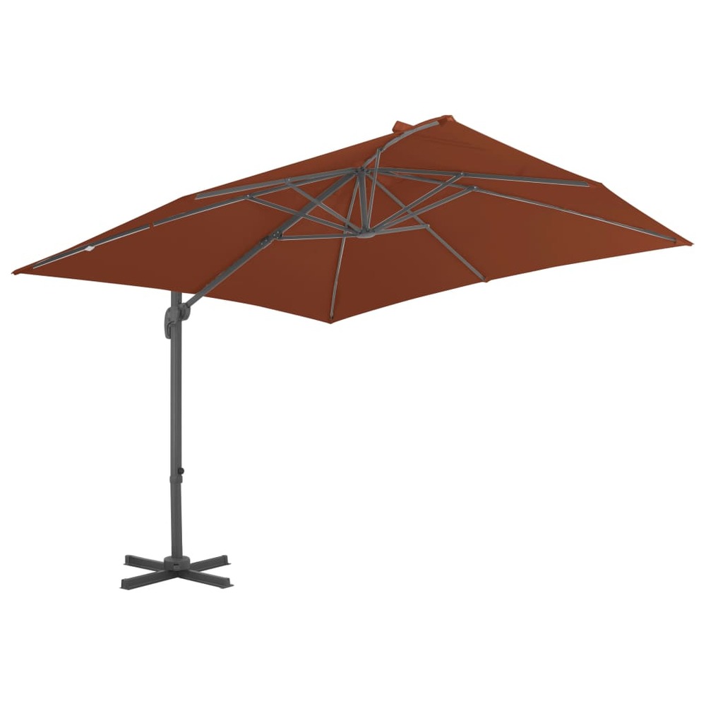 Parasol déporté avec mât en aluminium 400 x 300 cm orange foncé
