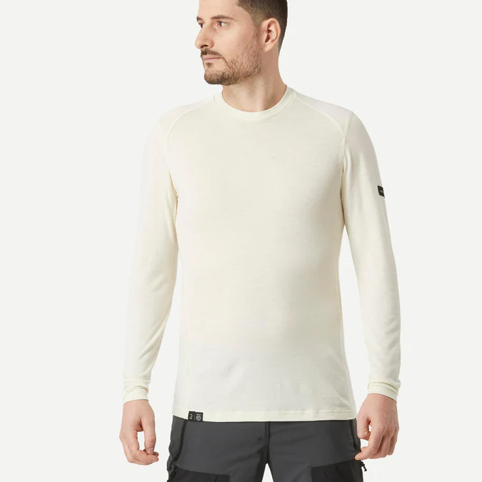 Decathlon Forclaz - Camisa de manga comprida Forclaz MT500 masculina em 100% lã merino