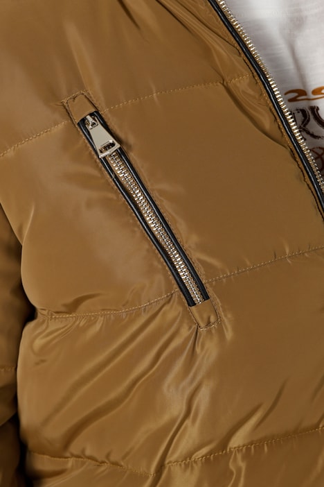 Steppjacke, Kapuze mit Webpelz, Zipper, Langarm