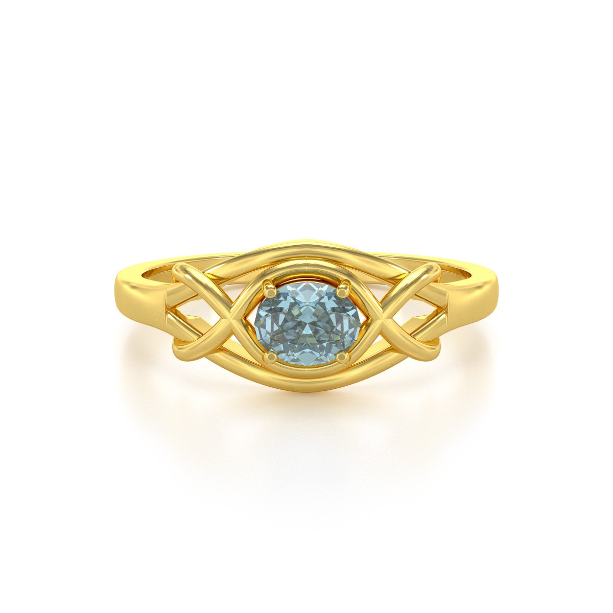 Bague ADEN Or 585 Jaune Aigue-Marine 1.870grs
