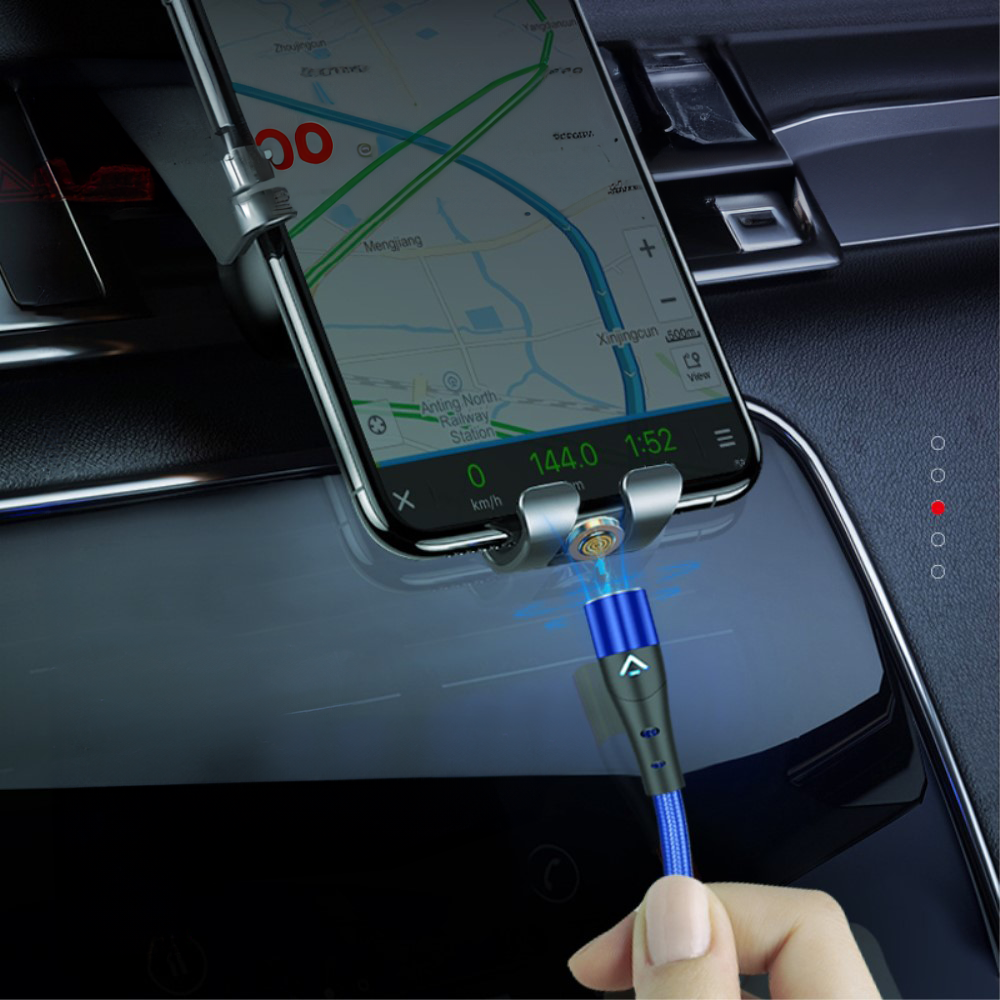 (1m) 3A 2in1 Magnetisches USB A Ladekabel USB C / Lightning LED Leuchtendes Datenkabel - Blau