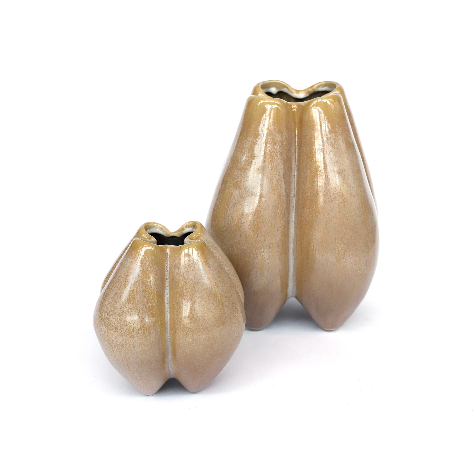 Keramikvase 'Twins', braun, H 18,5 cm, B 18,5 cm, L 18 cm von fischer's lagerhaus