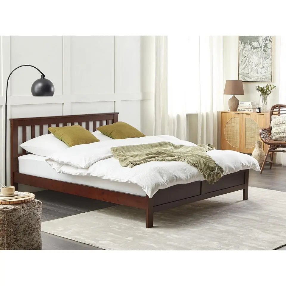 MAYENNE - Tweepersoonsbed - Donkerbruin - 160 x 200 cm - Dennenhout