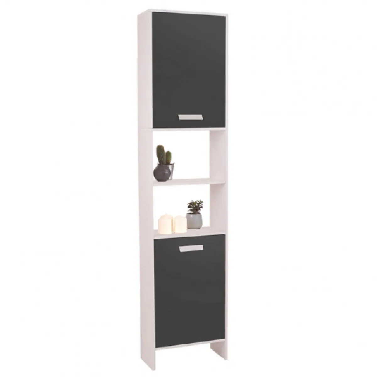 IDMARKET Lea - Blanc Portes Grises