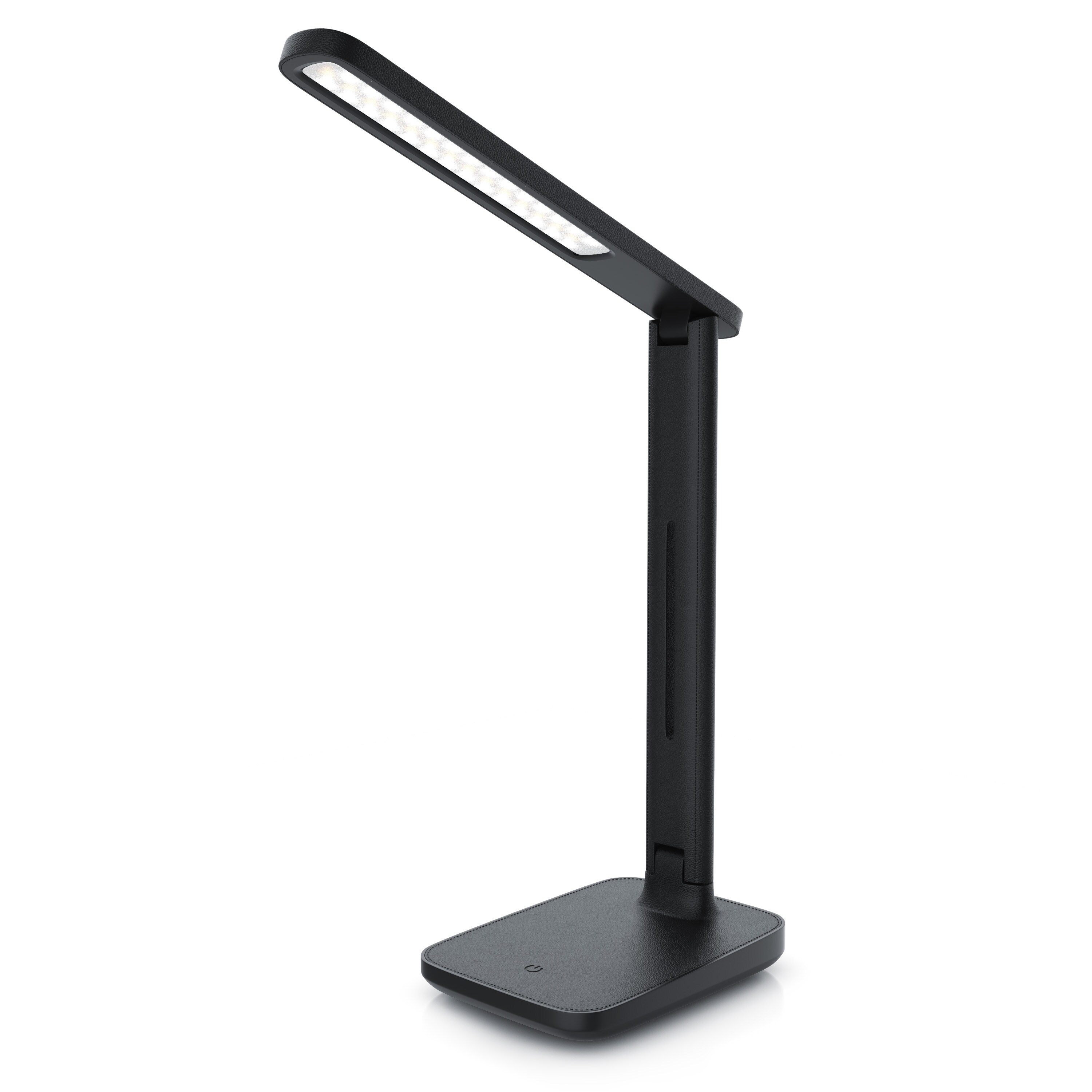 Brandson LED Schreibtischlampe mit 3 Helligkeitsstufen, Leder-Design, 42 LEDs dimmbar, 3 Farbtemperaturen, Sensor Touch, mit Netzteil, Schwarz