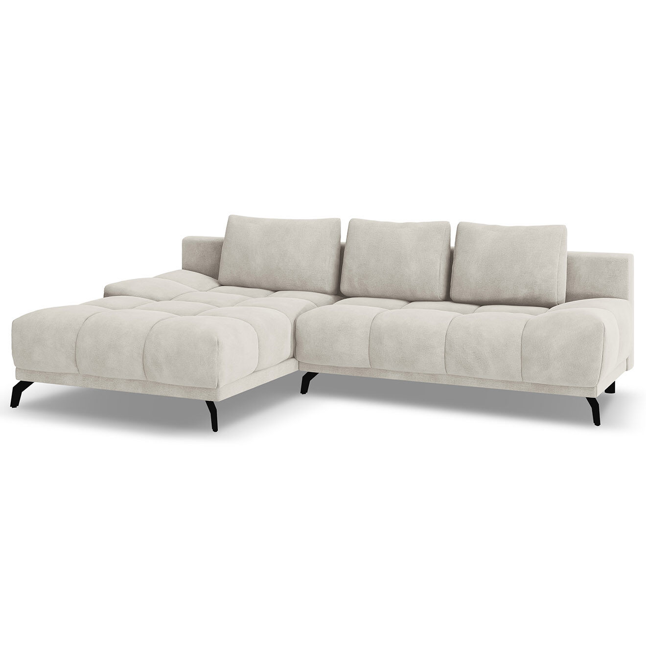 Windsor & Co Canapé d'angle Gauche Convertible avec Coffre Cirrus 5 Places beige clair - 290x182x90 cm