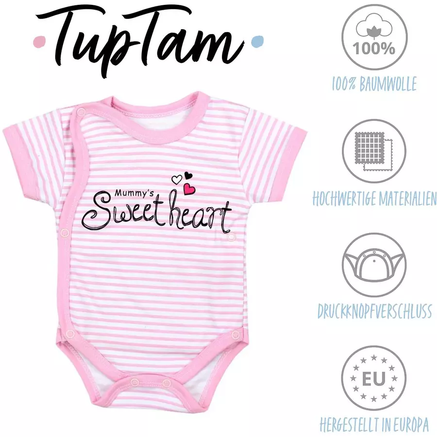 TupTam Baby Mädchen Kurzarm Wickelbody 5er Set weißgrau