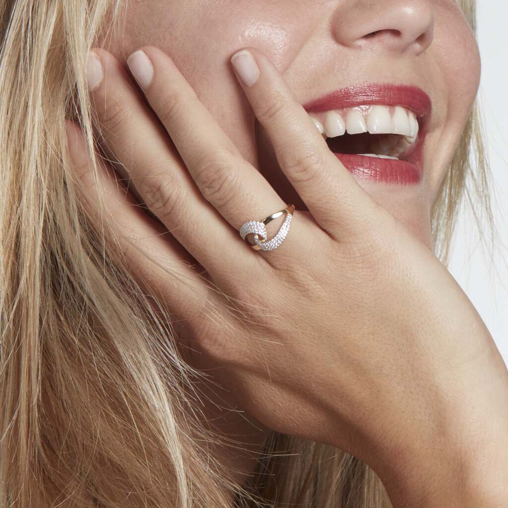 Bague Boucle D'or Or Jaune Oxyde De Zirconium