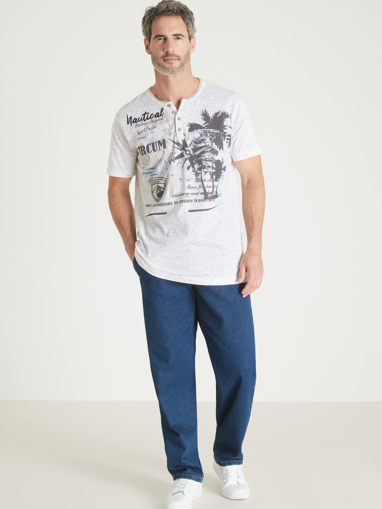 Tee-shirt chiné motif nautique