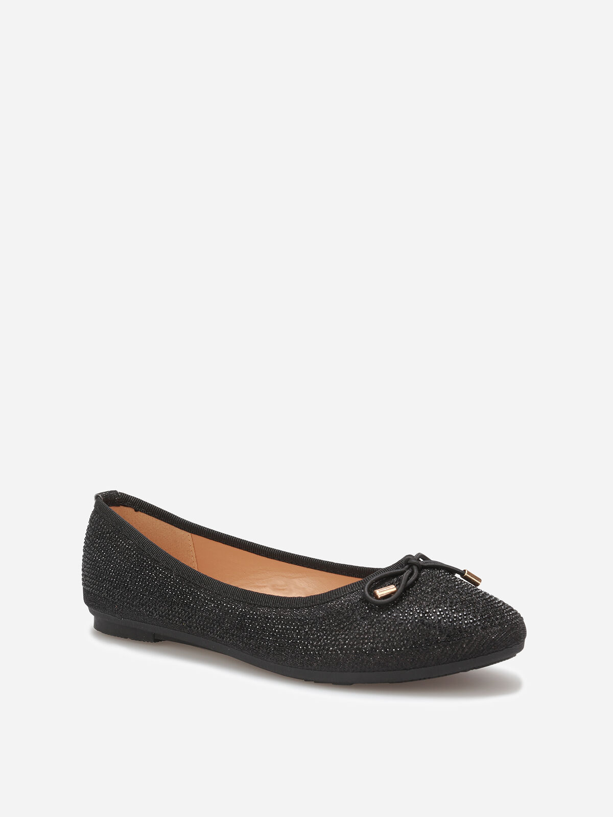 Ballerines à strass et nœud- Noir