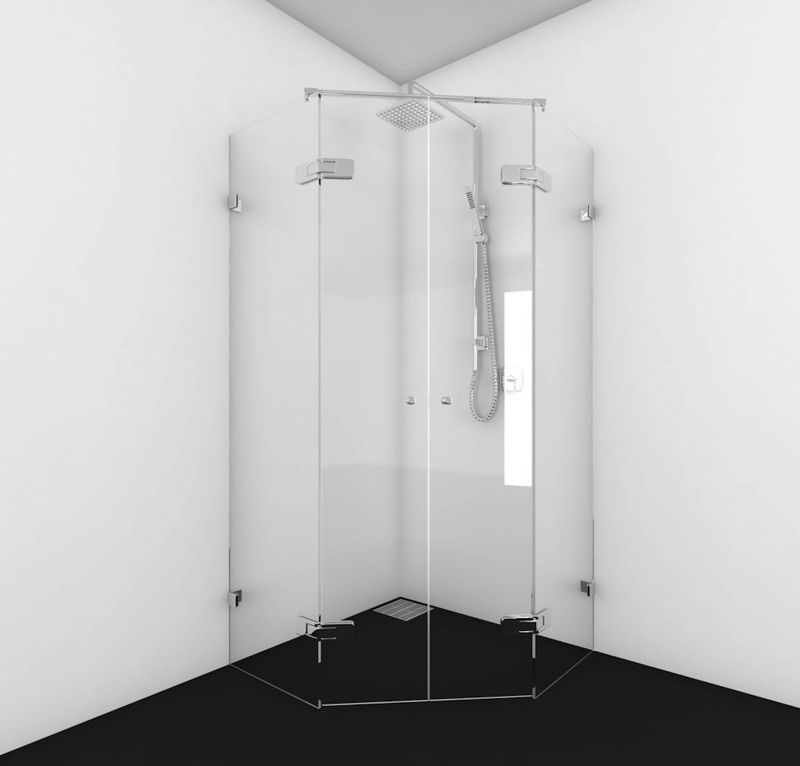 Van Rijn Products - Douchecabine - Vijfhoek - Helder Glas - Dubbele Deur