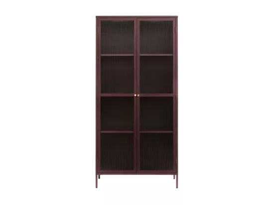 Bjorn - Vaisselier 2 portes en verre stié et métal H190cm : Couleur - Bordeaux