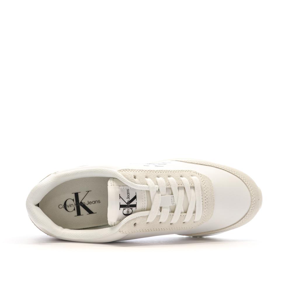 Calvin Klein Jeans Baskets Blanches/Beiges Femme Calvin Klein Jeans Retro