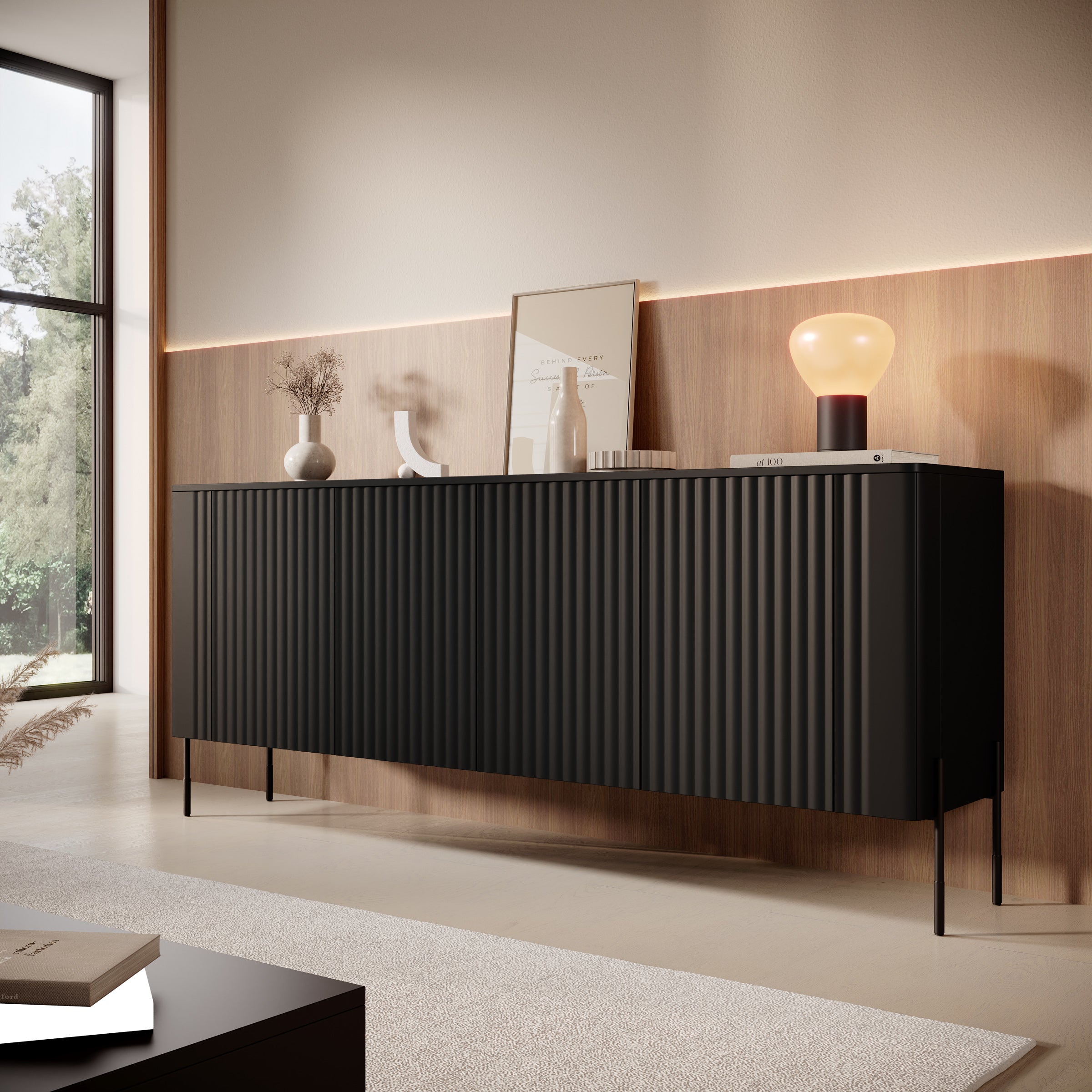 Meubella - Vivi - Dressoir - Zwart - 190 cm