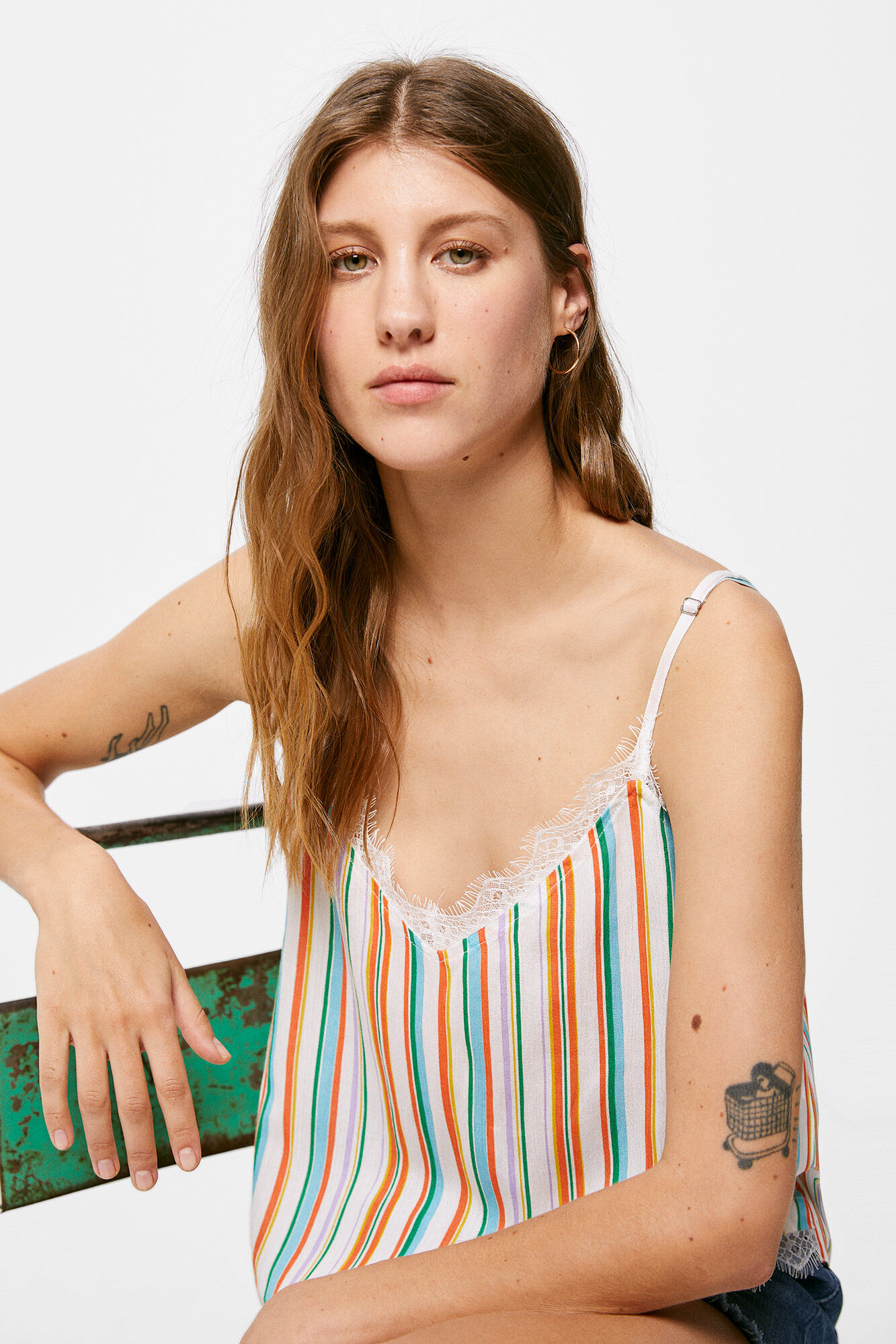 Top de lingerie de renda - Laranja