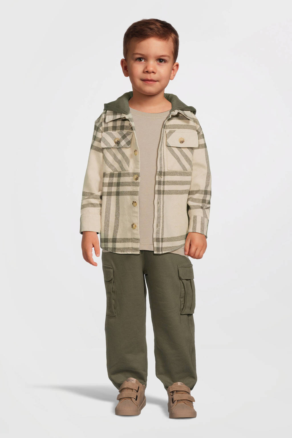 NAME IT overshirt met capuchon NMMOSOM ecru/groen