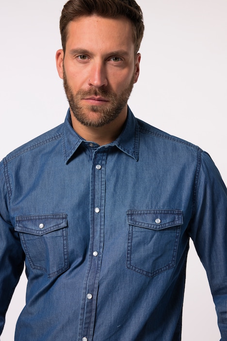 JP 1880 Jeanshemd, Langarm, Kentkragen, Modern Fit, bis 8 XL