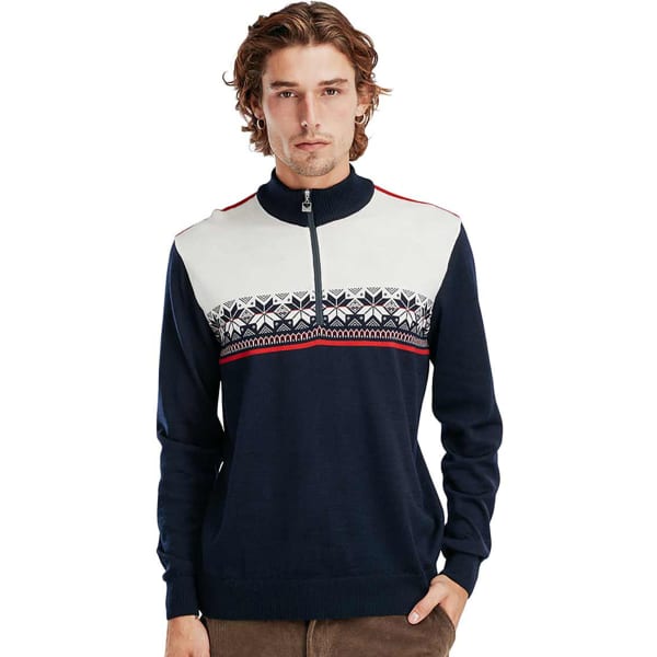 Pull DALE OF NORWAY LIBERG M SWEATER NAVY OFFWHITE RASPBERRY