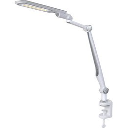 Lampe de bureau à LED Multiflex, pince & socle, argent