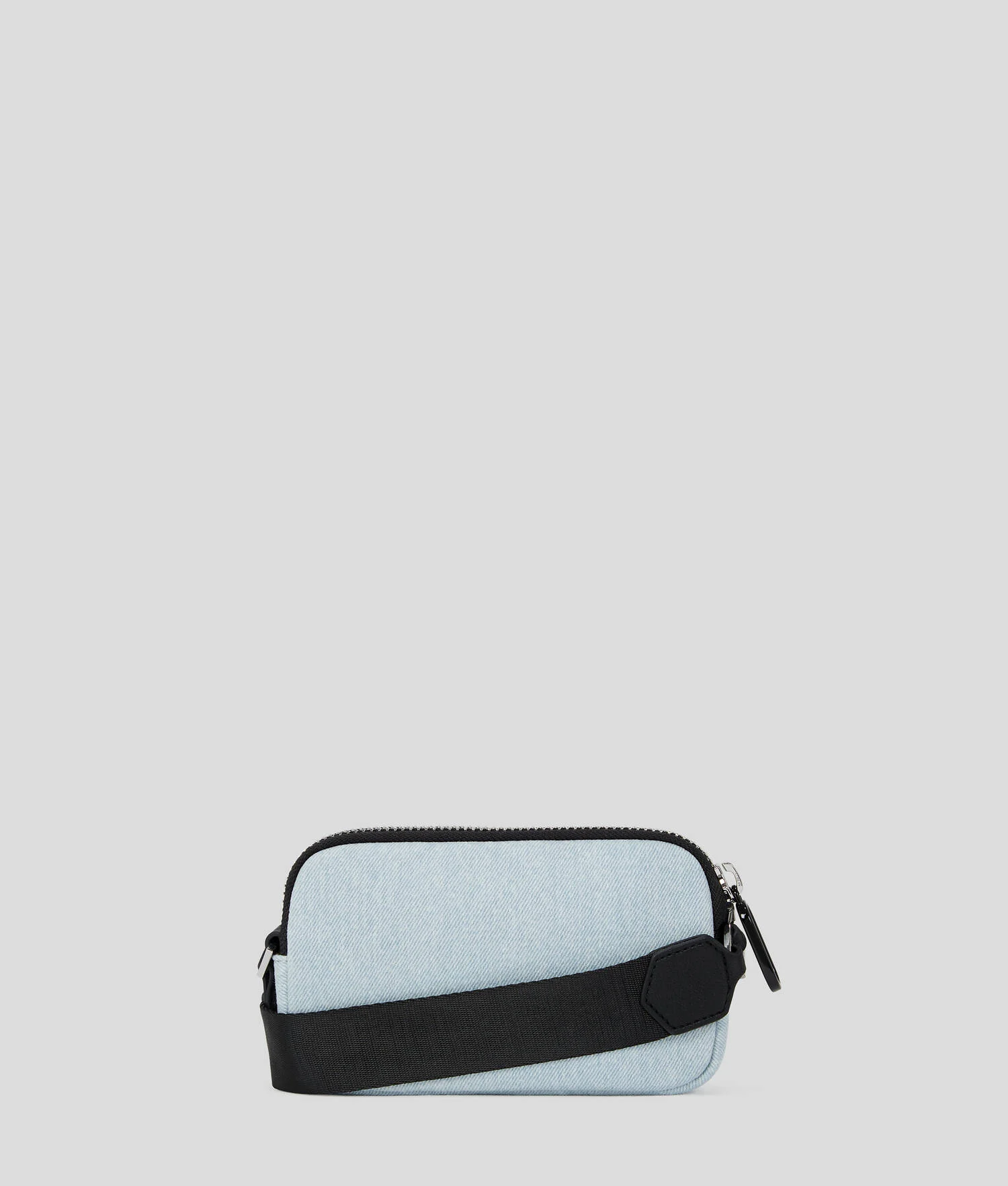 MINI-SAC BANDOULIÈRE EN DENIM AVEC LOGO CARRÉ - Bleu Clair
